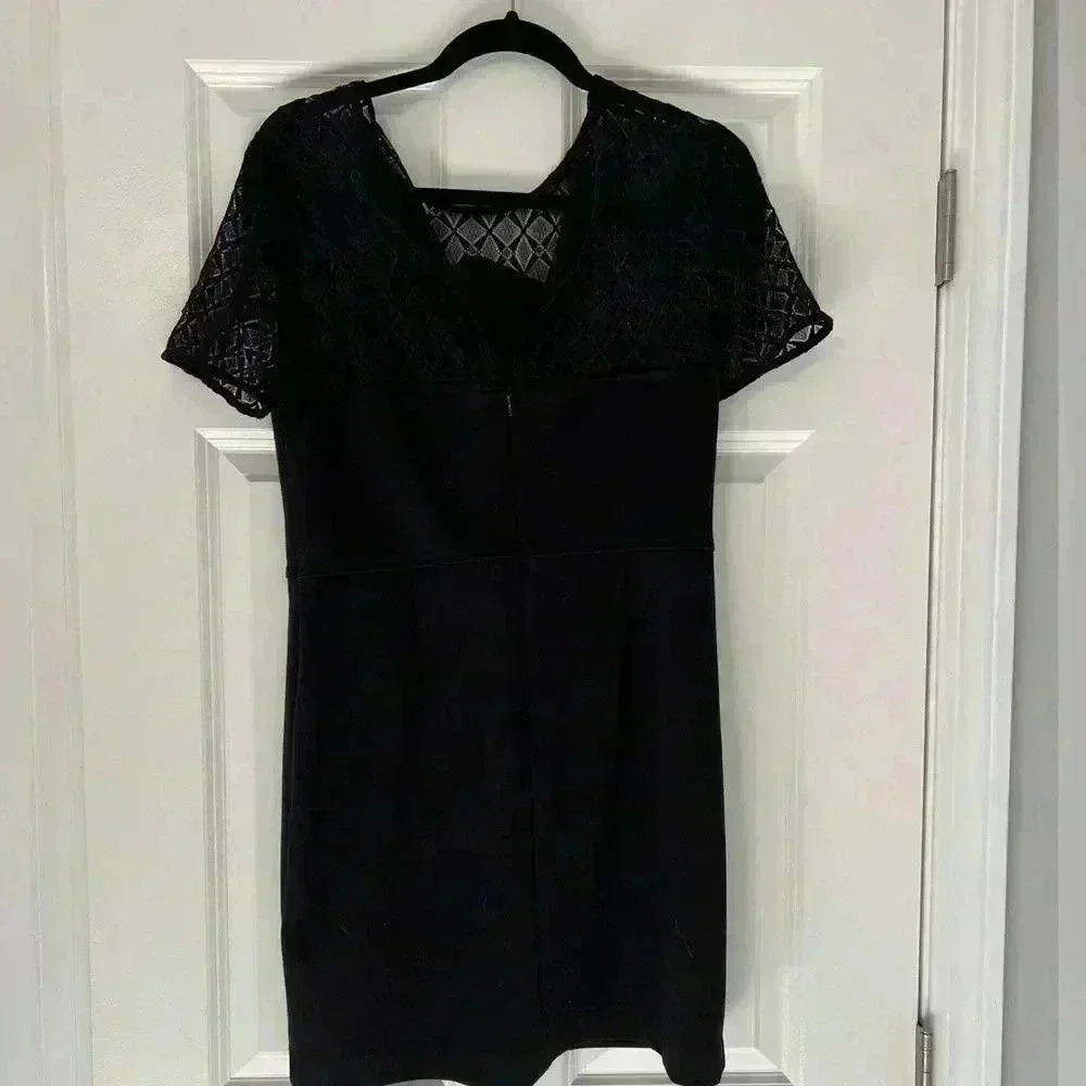 Banana Republic | Black Lace Top Short Sleeve Mini Dress | Size 6